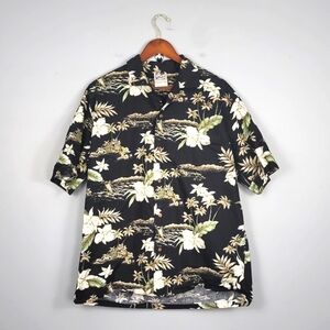 Hawaiian Togs Floral Black White Print Shirt